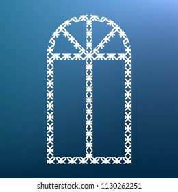 Window simple sign. Vector. White textured icon at lapis lazuli gradient background.