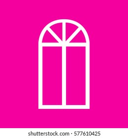 Window simple sign. White icon at magenta background.