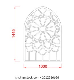 Window simple vector frame with dimension black paint on the white background