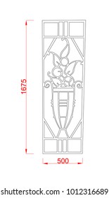 Window simple vector frame with dimension black paint on the white background