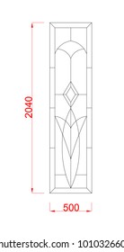 Window simple vector frame stained glass black paint with diension on the white background