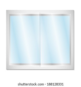 Window, slightly open, with sky background. Vector illustration.