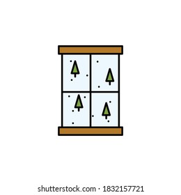 window, snow, trees, Christmas line icon. Elements of New Year, Christmas illustration. Premium quality graphic design icon. Can be used for web, logo, mobile app, UI, UX