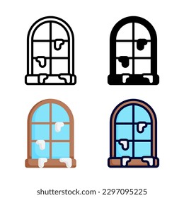 Window snowy icon set collection