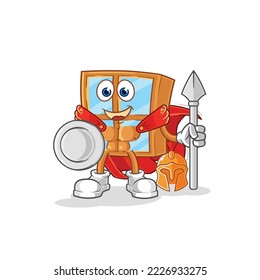 the window spartan character. cartoon mascot vector