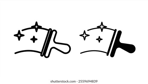 Window squeegee Icon collection in filled and stroke style.