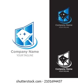 Window squeegee logo template. Wiper window vector design. Cleaning illustration.EPS 10