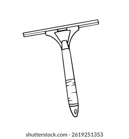 window squeegee tool doodle sketch drawing with a rubber blade and handle, used for cleaning windows, mirrors, and smooth surfaces. Ideal for icons or coloring