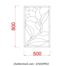 Window stained glass black paint on the white background