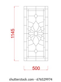 Window stained glass black paint on the white background