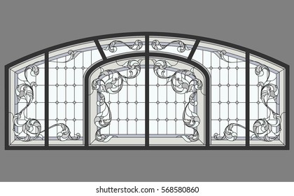 Window - stained glass. Vector.