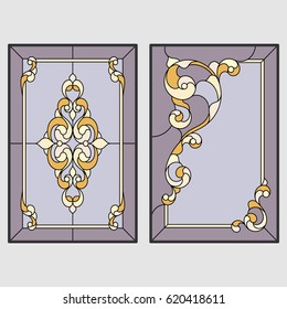 Window - stained glass. Vector.