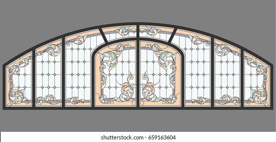 Window - stained glass. Vector.