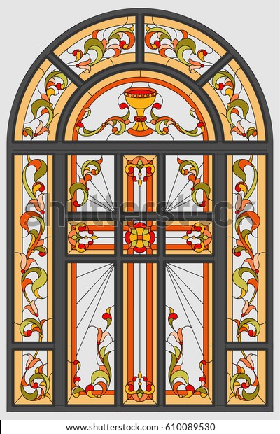 Window Stained Glass Vector Stock Vector Royalty Free 610089530