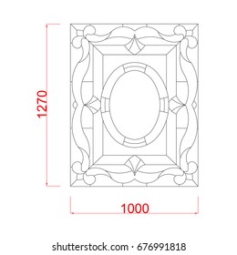 Window stained glass vector with dimension black paint on the white background