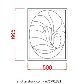 Window stained glass vector with dimension black paint on the white background