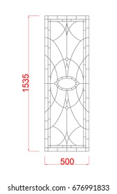 Window stained glass vector with dimension black paint on the white background