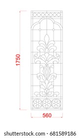 Window stained glass vector with dimension black paint on the white background