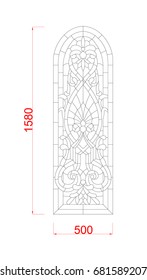 Window stained glass vector with dimension black paint on the white background