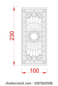 Window Stained Glass Vector Frame With Dimension Black Paint On The White Background