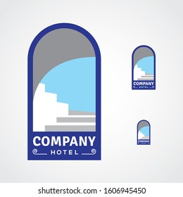 Window and stairs logo icon design template elements - vector sign. Business card templates.