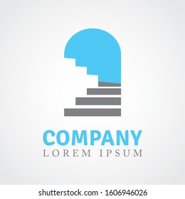 Window and stairs logo icon design template elements - vector sign. Business card templates.