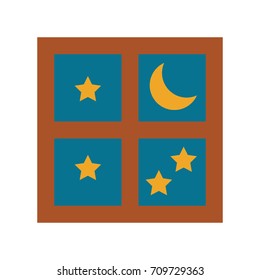 window with starry night sky icon image 