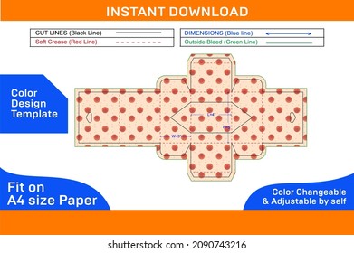 Window straight tuck end box or mobile charger box with hanger dieline template and 3d box