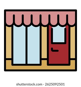 Window street shop icon. Outline window street shop vector icon color flat isolated