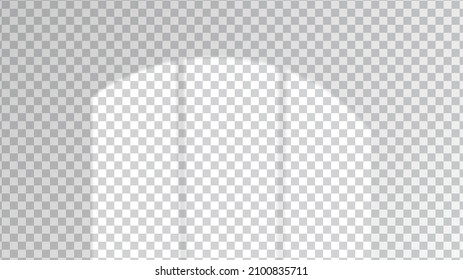 La luz del sol de las ventanas y la sombra de las sombras para las mofas de las paredes blancas. Efecto vector transparente para la imitación de la luz solar realista