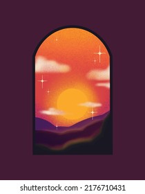 Window sunset vector design great for cards, banners, headers, party posters or decorate your artwork.
