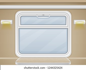 window and table in the train compartment vector illustration