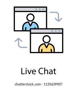 
Window tabs with two avatars presenting concept of live chat
