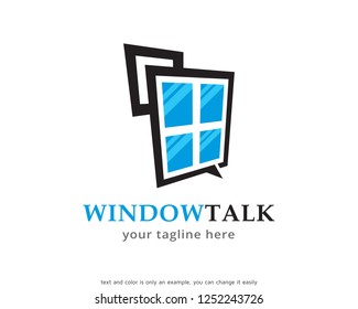 Window Talk Logo Template Design Vector, Emblem, Concept Design, Creative Symbol, Icon