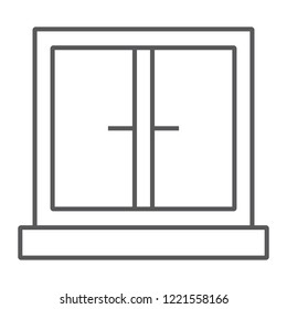 Window thin line icon, architecture and home, frame sign, vector graphics, a linear pattern on a white background, eps 10.