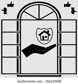 Window, travel Insurance, vector icon