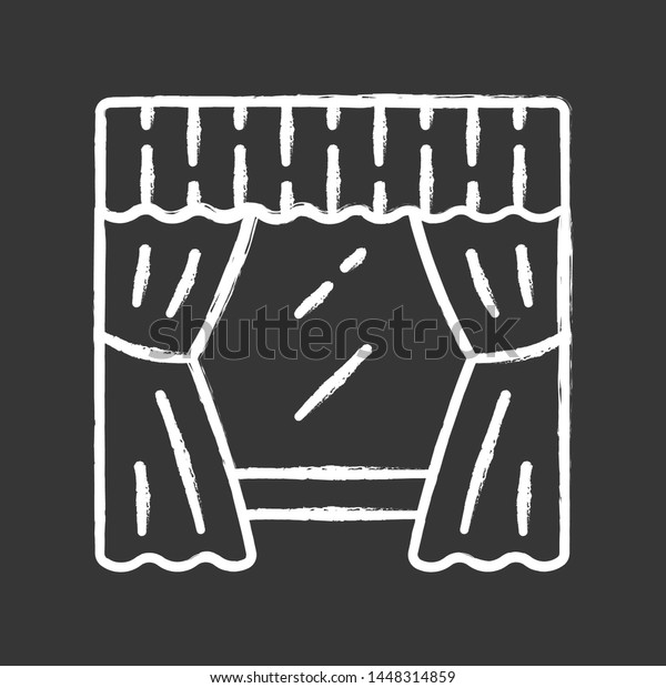 Window Treatment Set Chalk Icon Living Stock Vector Royalty Free