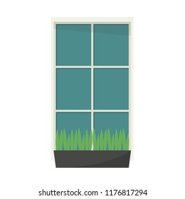 Window and tree vector. free space for text.