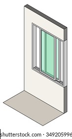 Window type / construction: Double horizontal sliding window shown installed in a wall.