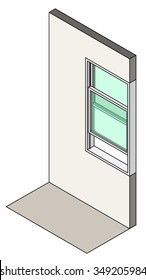 Window type / construction: Single hung vertical sliding window shown installed in a wall.