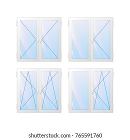 Window types of construction. A square frame. Vector illustration.