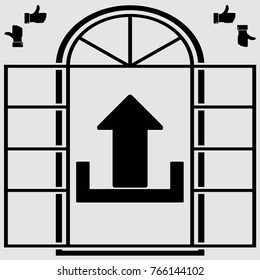 Window . Upload, vector icon 