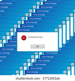 Window of user Interface set. Critical error warning messages on white background. Vector illustration.