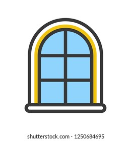 Window vector, Christmas related filled design icon, editable outline