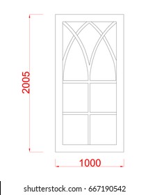 window vector with dimension black paint on the white background