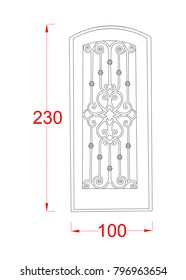 Window vector frame black paint with dimension iron simple on the white background