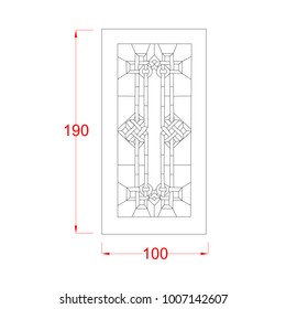 Window vector frame stained glass blueprint black paint on the white background