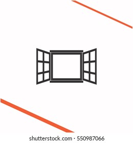 Window vector grey icon on white background. Window symbol stock   illustration. Business picture.