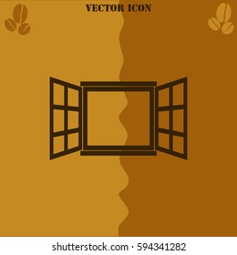 Window vector  icon. Coffee symbol background.