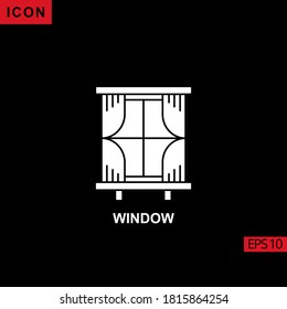 Window vector icon on black background. Illustration flat icon for graphic, print media interfaces and web design.

